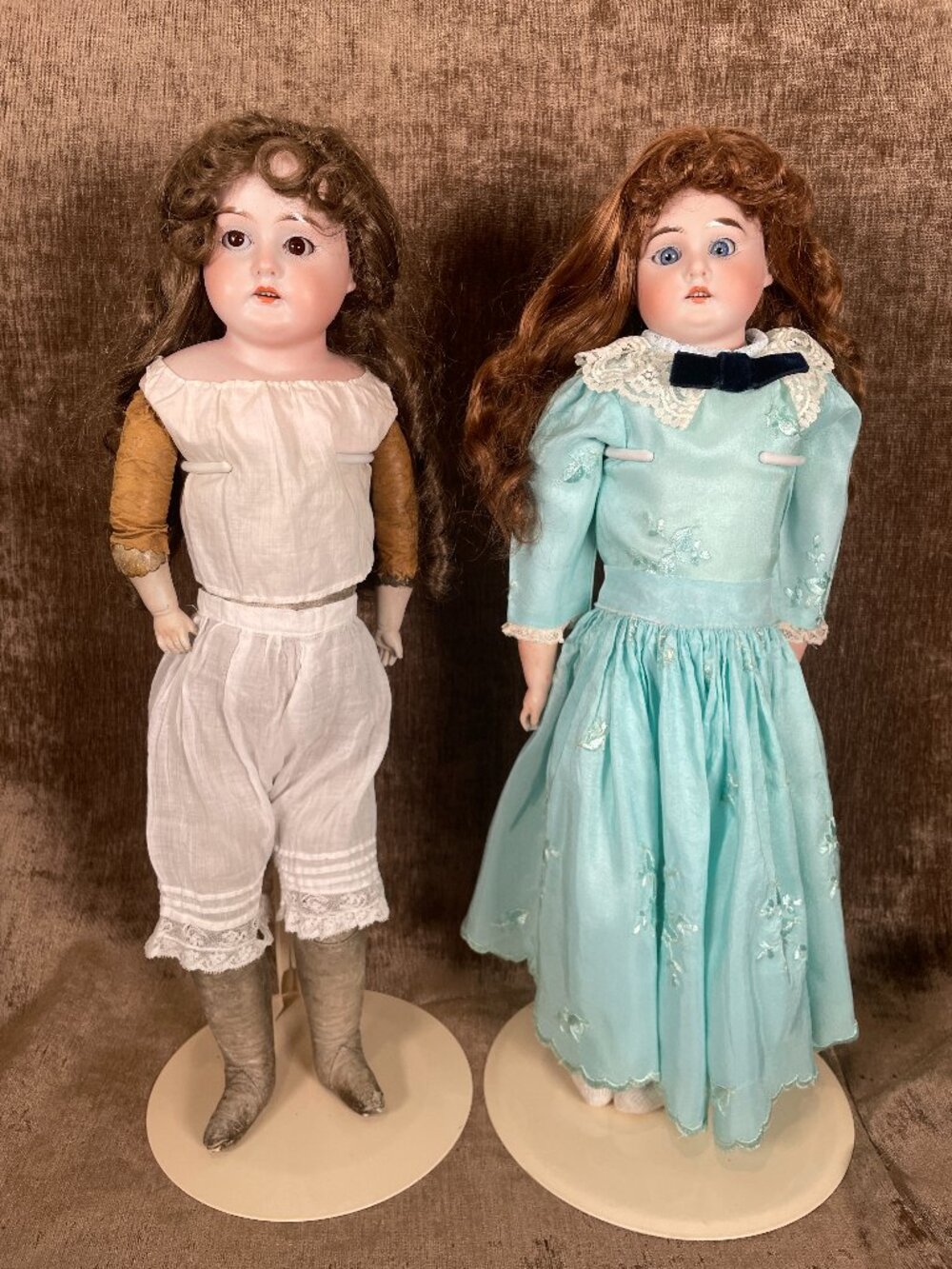 2 Antique German Bisque Dolls – Columbia & Cuno Otto Dressel – 19"